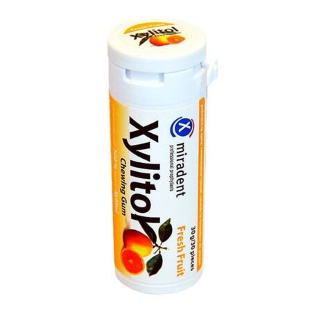 Bote chicles con Xilitol sabor fruta fresca Miradent 30 grájeas
